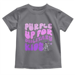 Purple Up For Military Kids Toddler T Shirt Groovy Dino Dinosaur Military Child Month TS10 Charcoal Print Your Wear