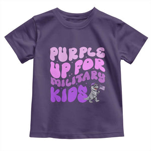 Purple Up For Military Kids Toddler T Shirt Groovy Dino Dinosaur Military Child Month TS10 Purple Print Your Wear