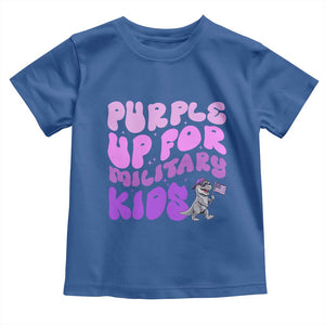 Purple Up For Military Kids Toddler T Shirt Groovy Dino Dinosaur Military Child Month TS10 Royal Blue Print Your Wear