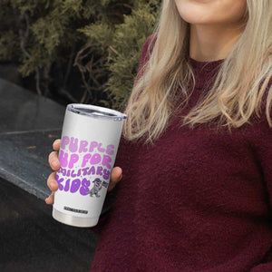 Purple Up For Military Kids Tumbler Cup Groovy Dino Dinosaur Military Child Month TS10 Print Your Wear