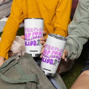 Purple Up For Military Kids Tumbler Cup Groovy Dino Dinosaur Military Child Month TS10 Print Your Wear