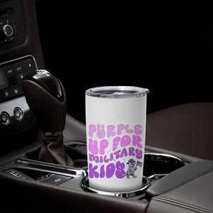 Purple Up For Military Kids Tumbler Cup Groovy Dino Dinosaur Military Child Month TS10 Print Your Wear