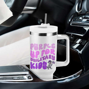 Purple Up For Military Kids Tumbler With Handle Groovy Dino Dinosaur Military Child Month TS10 Print Your Wear