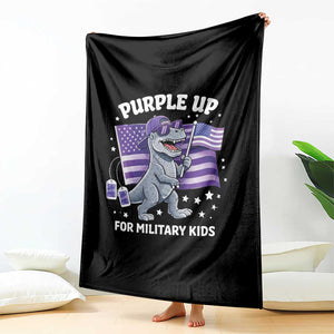 Dinosaur Military Kids Throw Blanket Purple Up For Military Child Month Patriotic USA Flag TS10 Print Your Wear