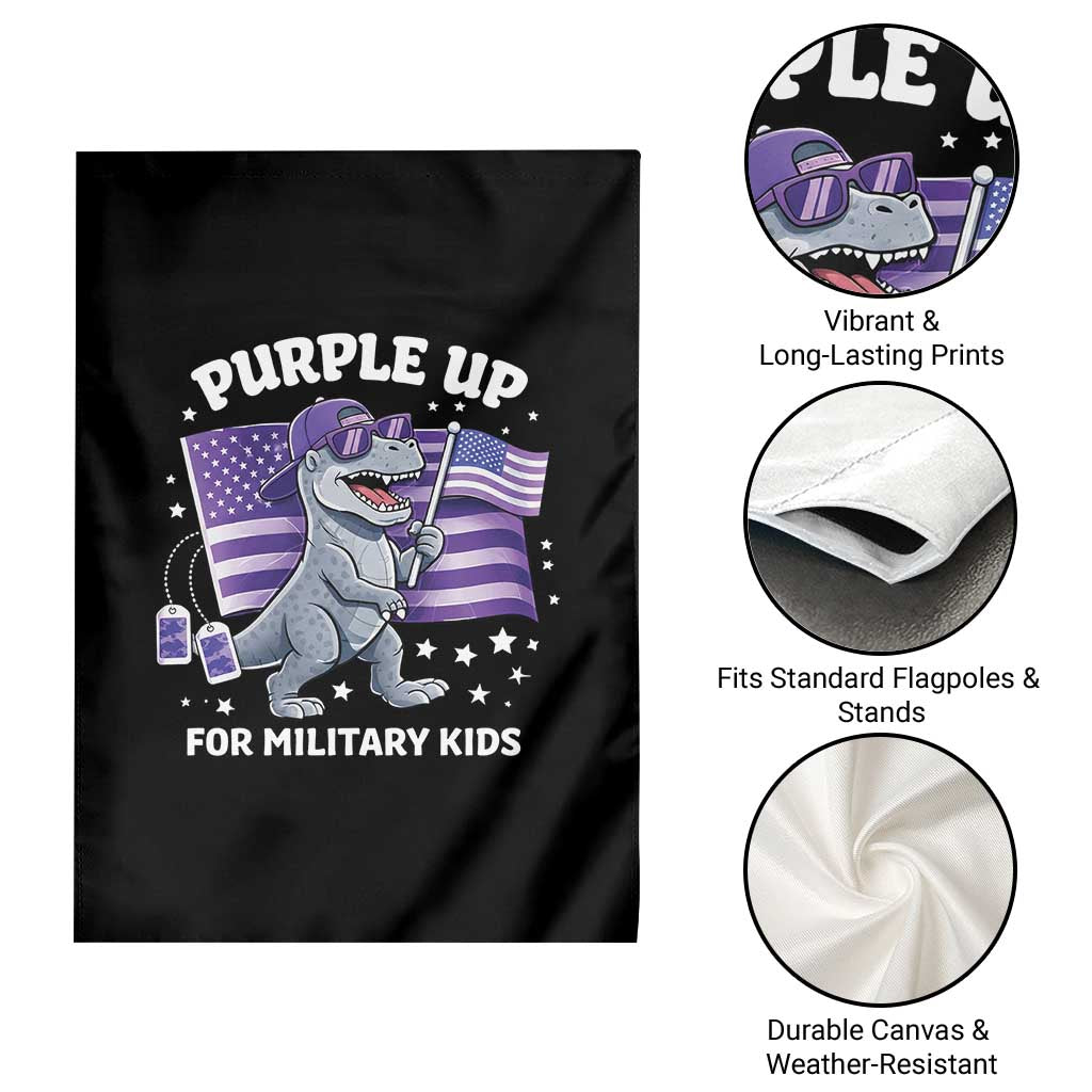 Dinosaur Military Kids Garden Flag Purple Up For Military Child Month Patriotic USA Flag TS10 Print Your Wear