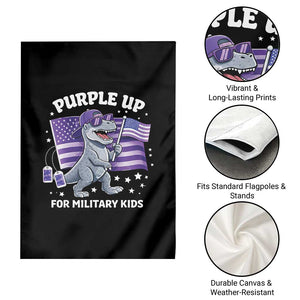 Dinosaur Military Kids Garden Flag Purple Up For Military Child Month Patriotic USA Flag TS10 Print Your Wear