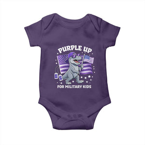 Dinosaur Military Kids Baby Onesie Purple Up For Military Child Month Patriotic USA Flag TS10 Purple Print Your Wear
