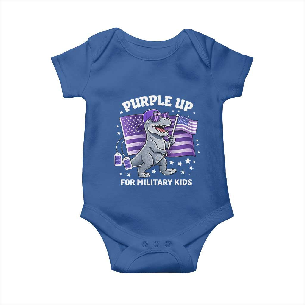 Dinosaur Military Kids Baby Onesie Purple Up For Military Child Month Patriotic USA Flag TS10 Royal Blue Print Your Wear
