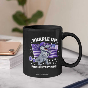 Dinosaur Military Kids Coffee Mug Purple Up For Military Child Month Patriotic USA Flag TS10 Print Your Wear
