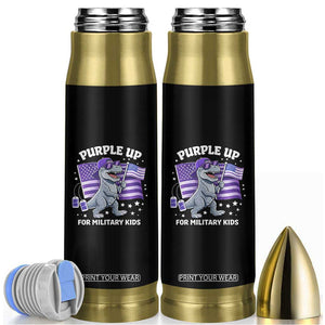 Dinosaur Military Kids Bullet Tumbler Purple Up For Military Child Month Patriotic USA Flag TS10 Black Print Your Wear