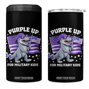 Dinosaur Military Kids 4 in 1 Can Cooler Tumbler Purple Up For Military Child Month Patriotic USA Flag TS10 One Size: 16 oz Black Print Your Wear