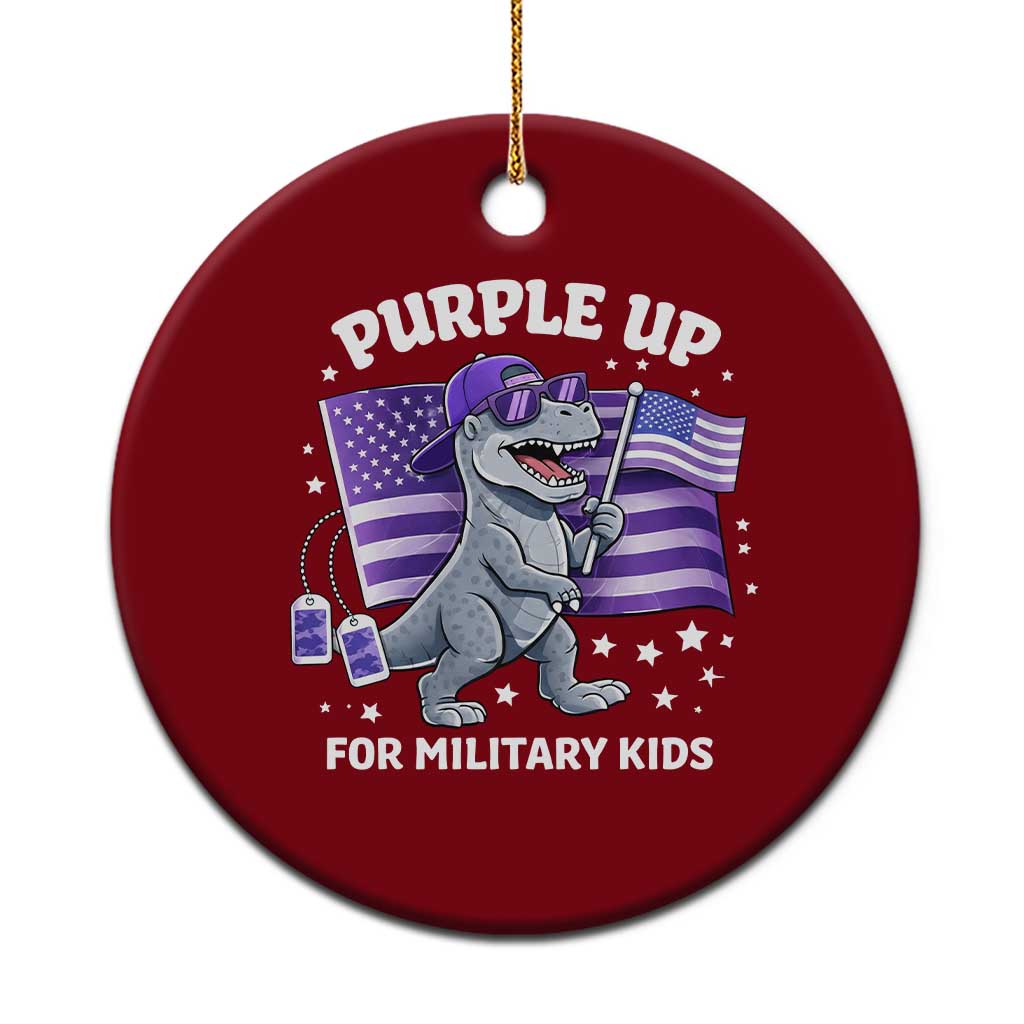 Dinosaur Military Kids Ceramic Ornament Purple Up For Military Child Month Patriotic USA Flag TS10 1pc Red Print Your Wear