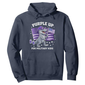 Dinosaur Military Kids Hoodie Purple Up For Military Child Month Patriotic USA Flag TS10 Navy Print Your Wear