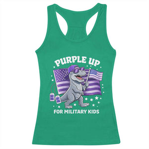 Dinosaur Military Kids Racerback Tank Top Purple Up For Military Child Month Patriotic USA Flag TS10 Irish Green Print Your Wear