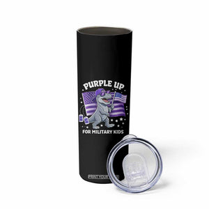 Dinosaur Military Kids Skinny Tumbler Purple Up For Military Child Month Patriotic USA Flag TS10 Print Your Wear
