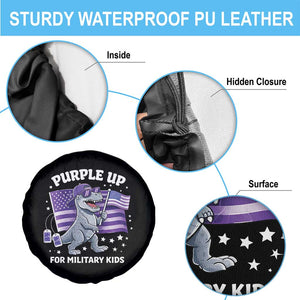Dinosaur Military Kids Spare Tire Cover Purple Up For Military Child Month Patriotic USA Flag TS10 Print Your Wear