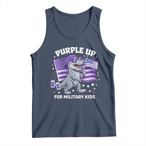 Dinosaur Military Kids Tank Top Purple Up For Military Child Month Patriotic USA Flag TS10 Navy Print Your Wear