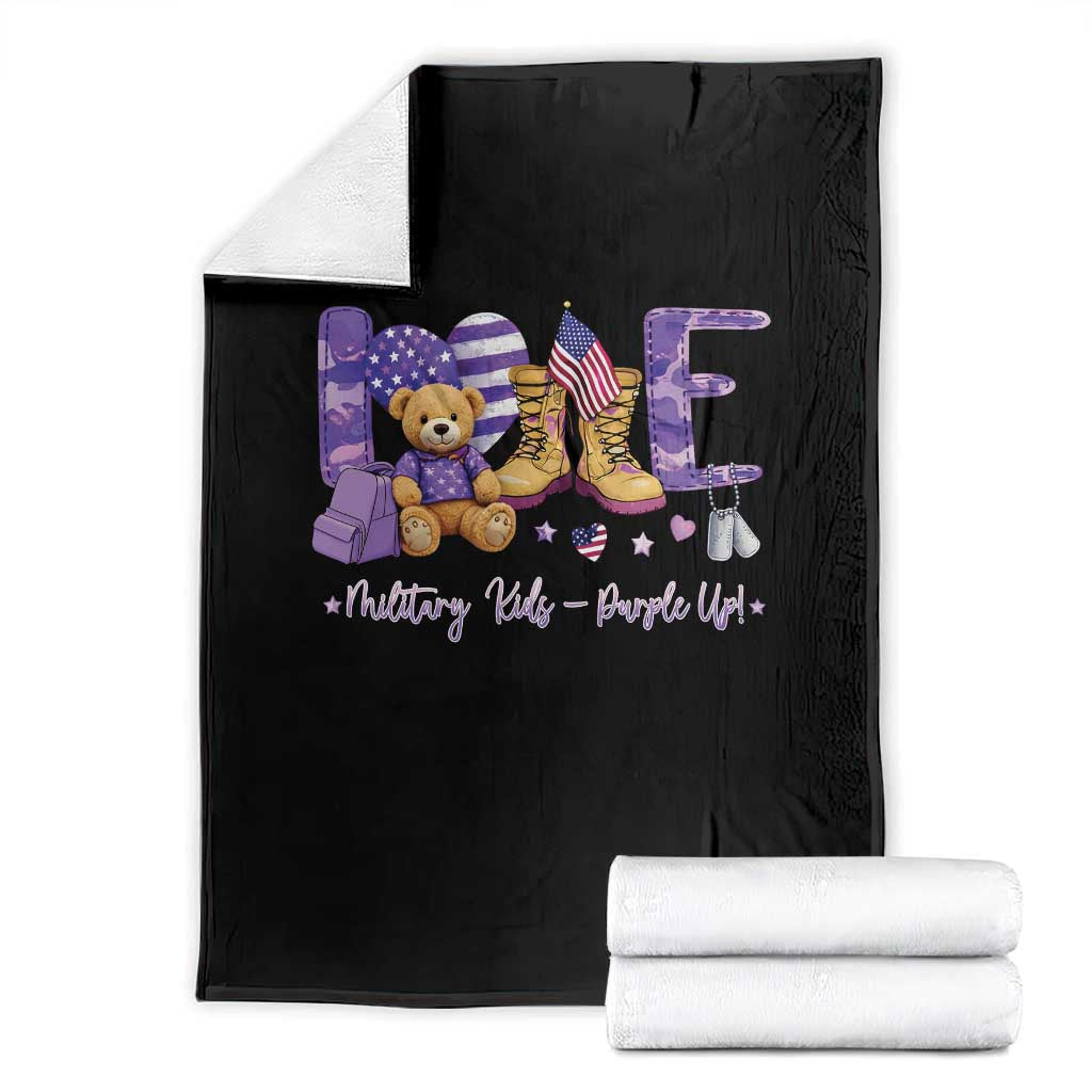 Purple Up Military Kids Throw Blanket Month Of Military Child Army TS10 Black Print Your Wear