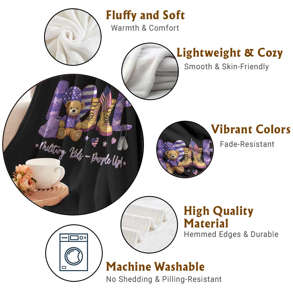 Purple Up Military Kids Throw Blanket Month Of Military Child Army TS10 Print Your Wear