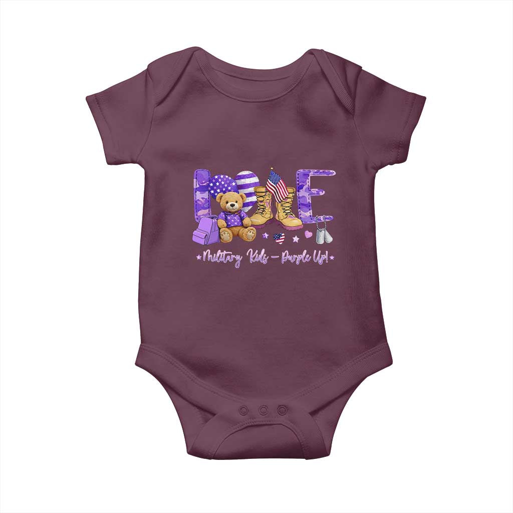 Purple Up Military Kids Baby Onesie Month Of Military Child Army TS10 Maroon Print Your Wear