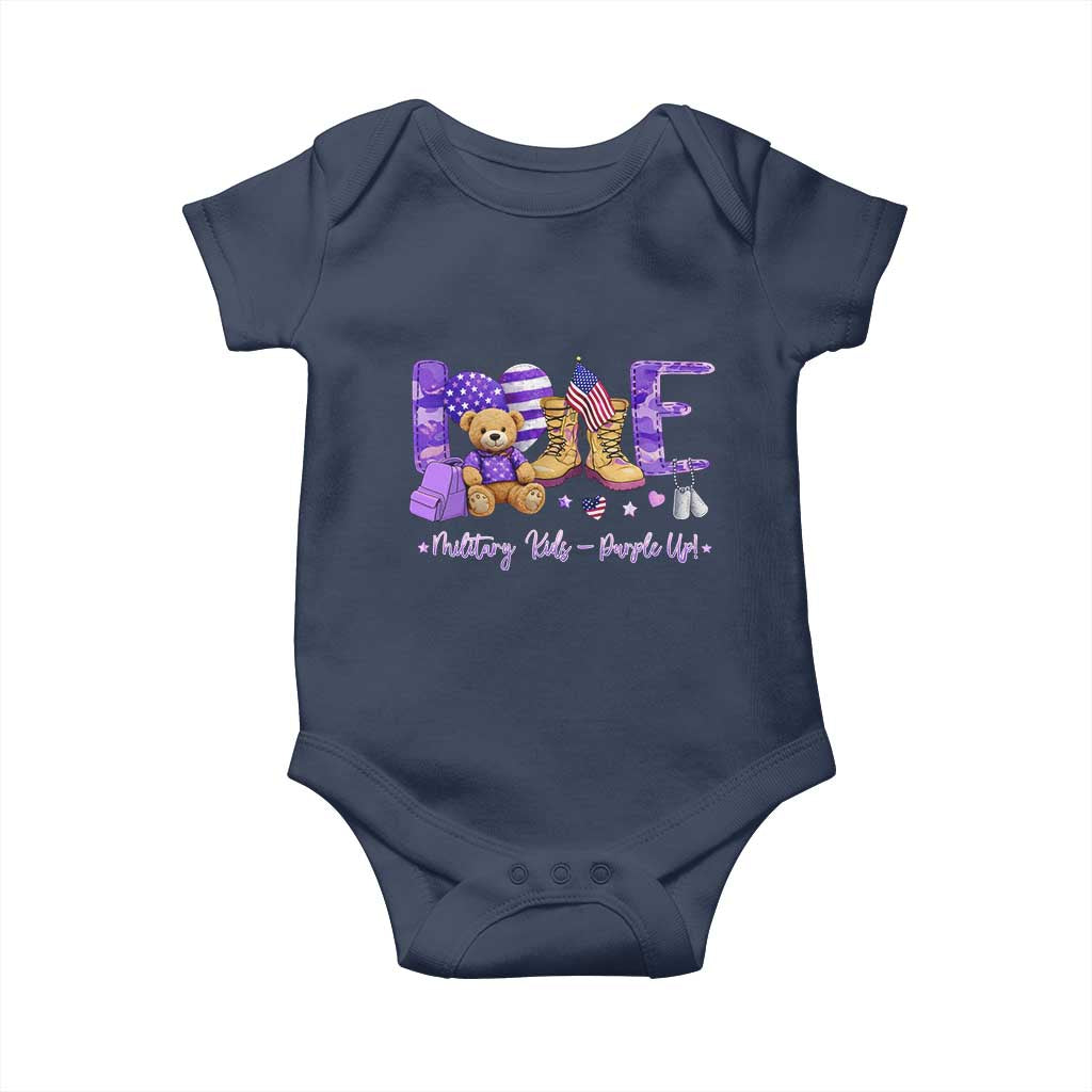Purple Up Military Kids Baby Onesie Month Of Military Child Army TS10 Navy Print Your Wear