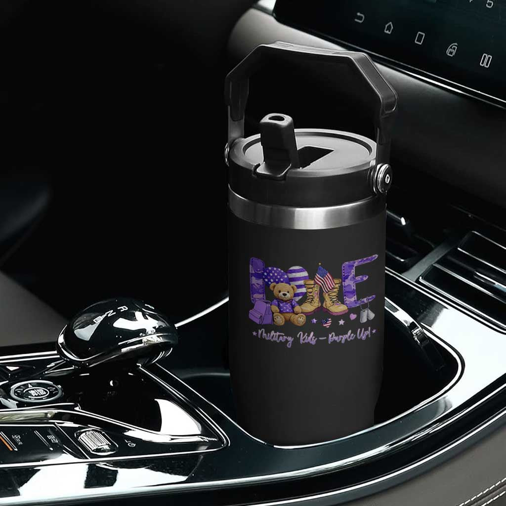 Purple Up Military Kids Flip Straw Tumbler Month Of Military Child Army TS10 Print Your Wear