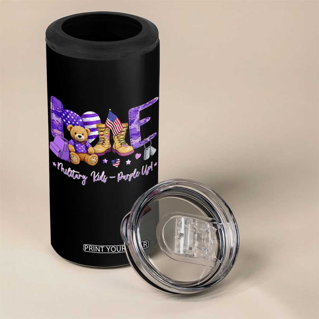 Purple Up Military Kids 4 in 1 Can Cooler Tumbler Month Of Military Child Army TS10 Print Your Wear