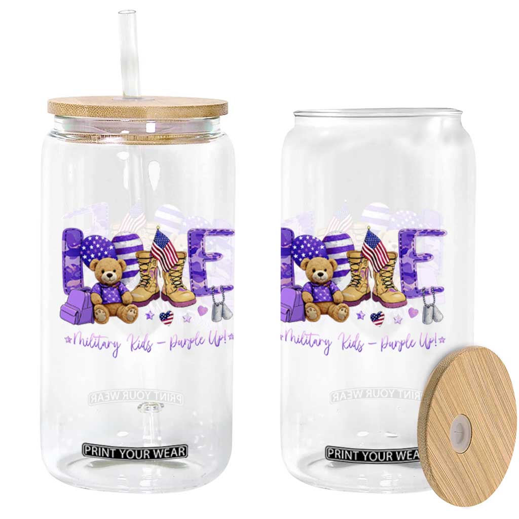 Purple Up Military Kids Glass Can Month Of Military Child Army TS10 Print Your Wear