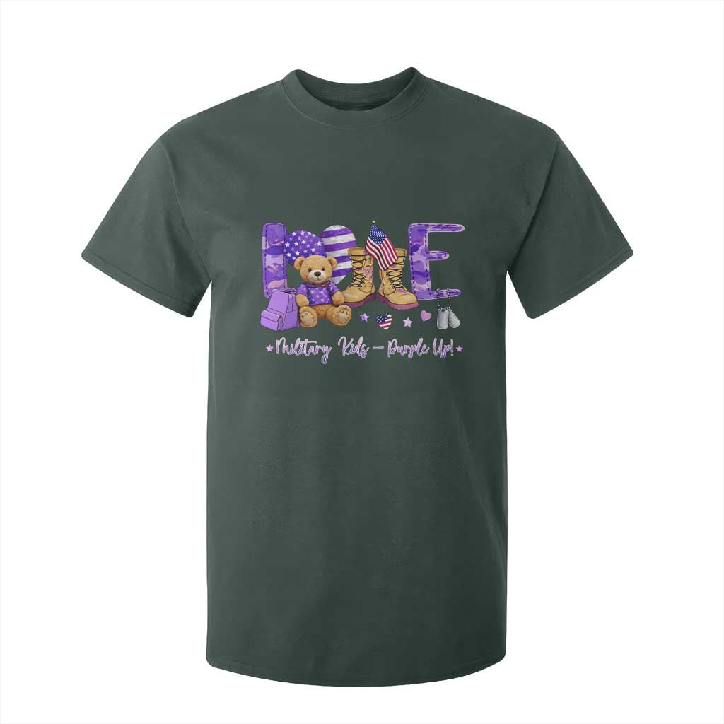 Purple Up Military Kids T Shirt For Kid Month Of Military Child Army TS10 Dark Forest Green Print Your Wear