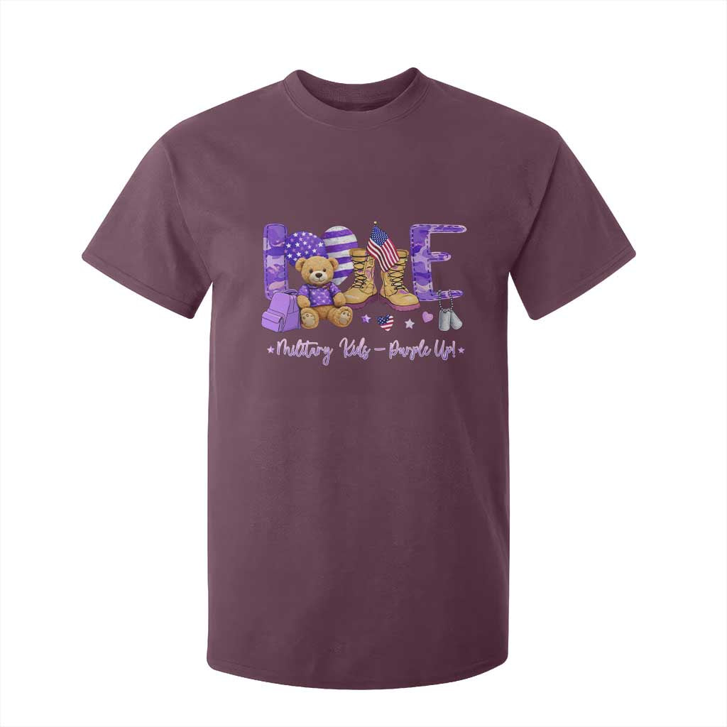 Purple Up Military Kids T Shirt For Kid Month Of Military Child Army TS10 Maroon Print Your Wear