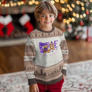 Purple Up Military Kids Ugly Christmas Sweater Month Of Military Child Army TS10 Mocha Mousse Print Your Wear
