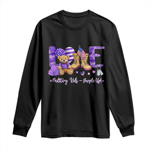 Purple Up Military Kids Long Sleeve Shirt Month Of Military Child Army TS10 Black Print Your Wear