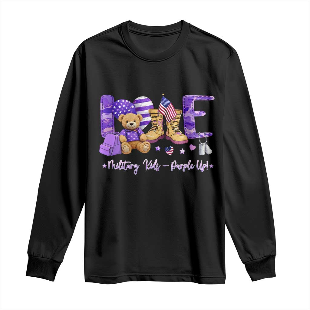 Purple Up Military Kids Long Sleeve Shirt Month Of Military Child Army TS10 Black Print Your Wear