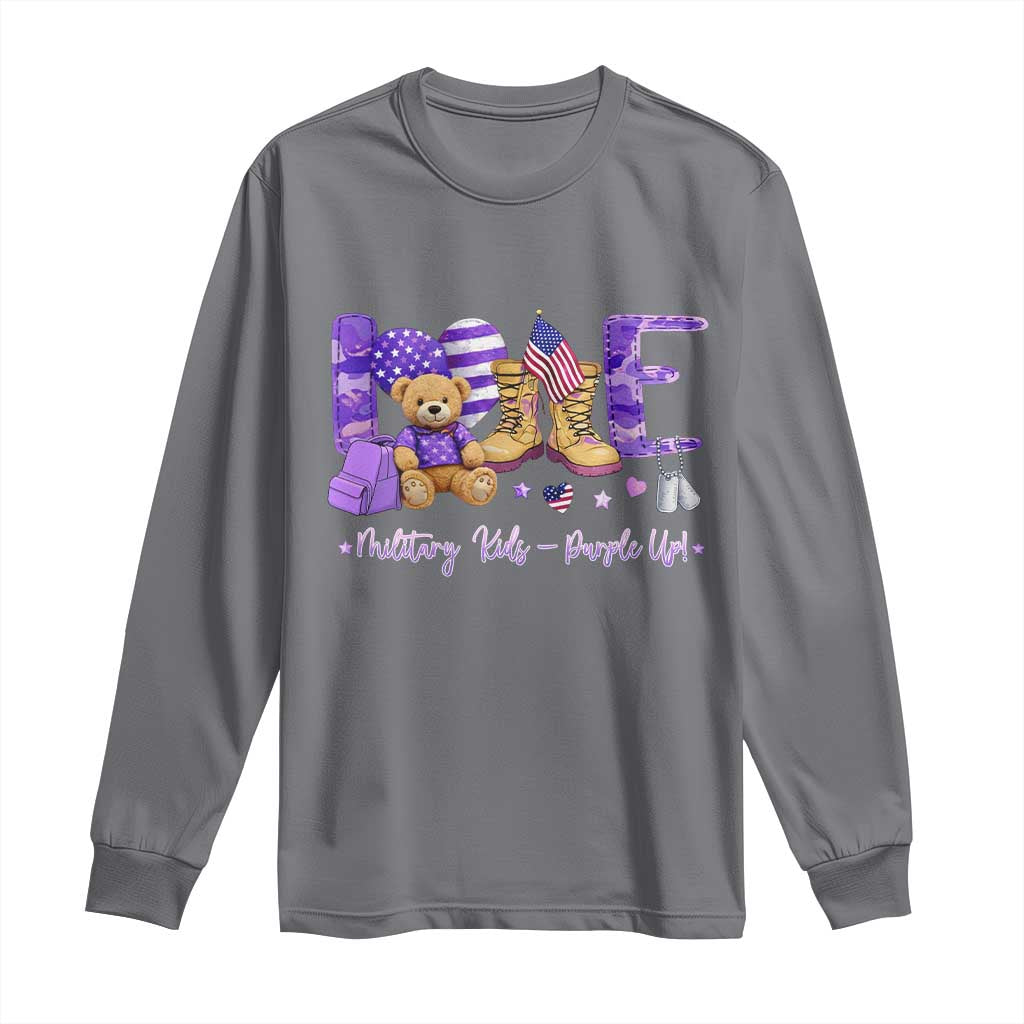 Purple Up Military Kids Long Sleeve Shirt Month Of Military Child Army TS10 Charcoal Print Your Wear