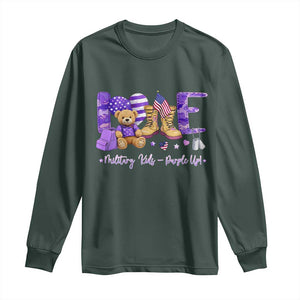 Purple Up Military Kids Long Sleeve Shirt Month Of Military Child Army TS10 Dark Forest Green Print Your Wear