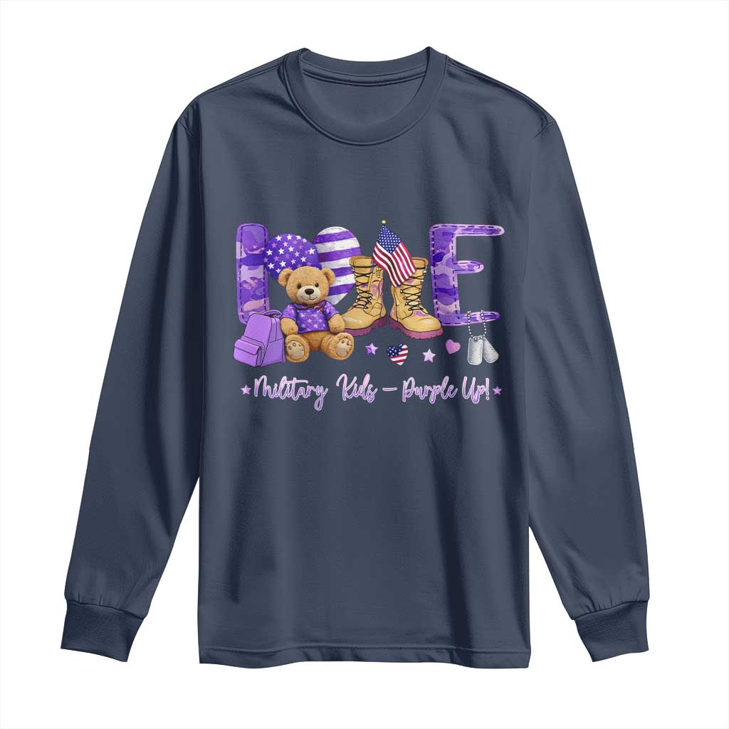 Purple Up Military Kids Long Sleeve Shirt Month Of Military Child Army TS10 Navy Print Your Wear