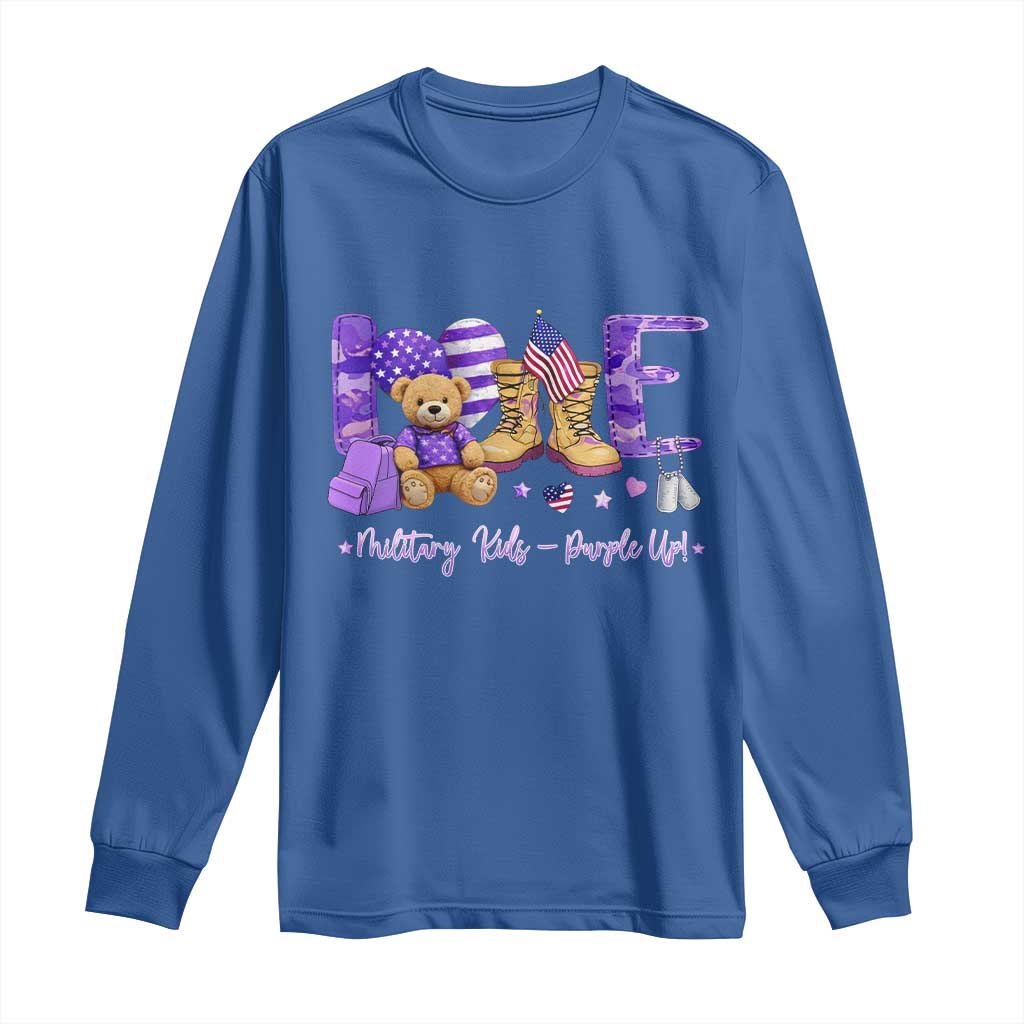 Purple Up Military Kids Long Sleeve Shirt Month Of Military Child Army TS10 Royal Blue Print Your Wear