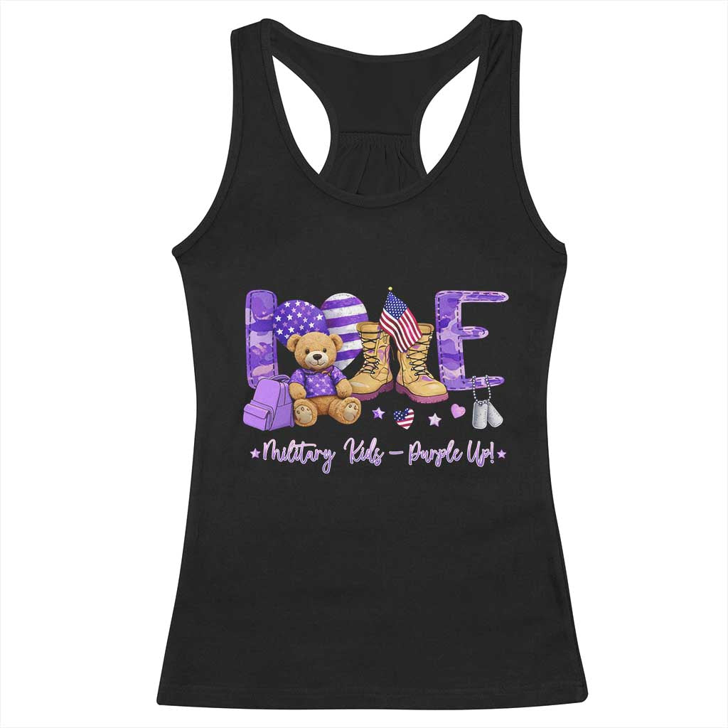 Purple Up Military Kids Racerback Tank Top Month Of Military Child Army TS10 Black Print Your Wear