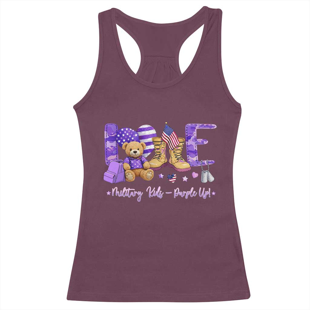 Purple Up Military Kids Racerback Tank Top Month Of Military Child Army TS10 Maroon Print Your Wear