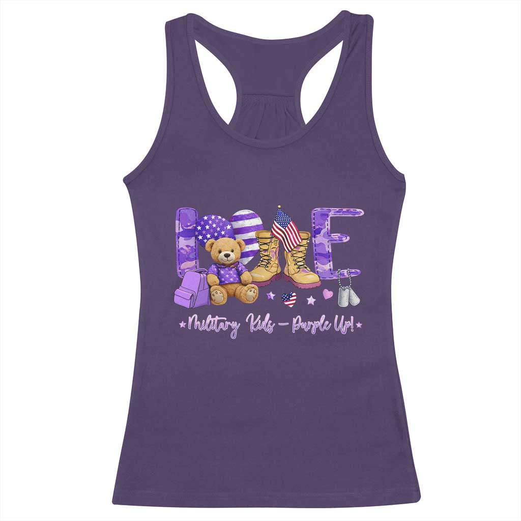Purple Up Military Kids Racerback Tank Top Month Of Military Child Army TS10 Purple Print Your Wear