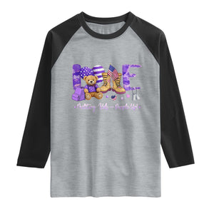 Purple Up Military Kids Raglan Shirt Month Of Military Child Army TS10 Heather Gray Black Print Your Wear