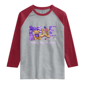 Purple Up Military Kids Raglan Shirt Month Of Military Child Army TS10 Heather Gray Heather Red Print Your Wear