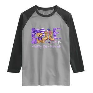 Purple Up Military Kids Raglan Shirt Month Of Military Child Army TS10 Sport Gray Black Print Your Wear
