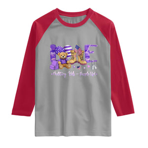 Purple Up Military Kids Raglan Shirt Month Of Military Child Army TS10 Sport Gray Red Print Your Wear