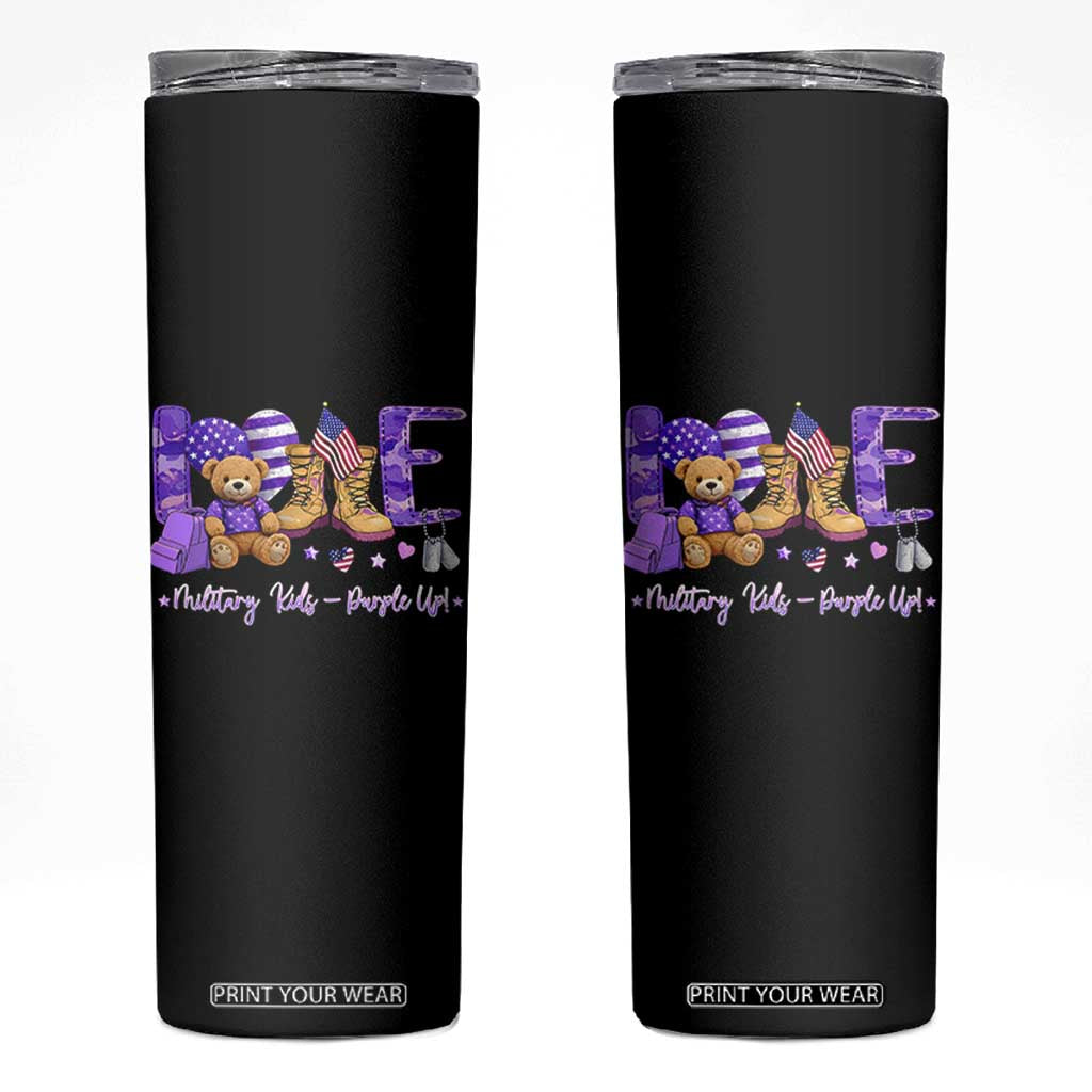 Purple Up Military Kids Skinny Tumbler Month Of Military Child Army TS10 Black Print Your Wear