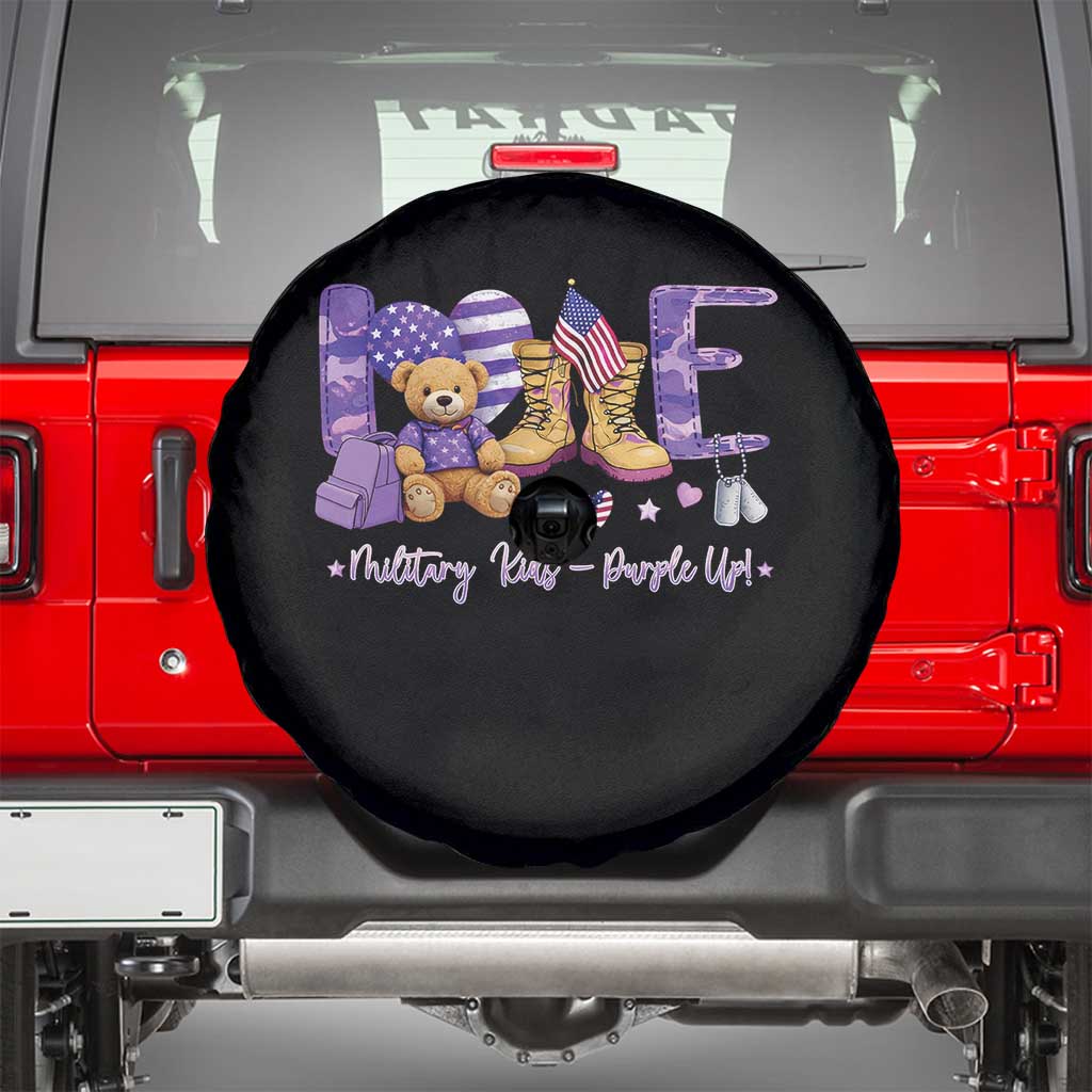 Purple Up Military Kids Spare Tire Cover Month Of Military Child Army TS10 Black Print Your Wear
