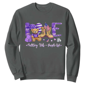 Purple Up Military Kids Sweatshirt Month Of Military Child Army TS10 Dark Heather Print Your Wear