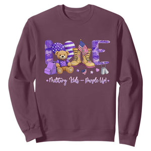 Purple Up Military Kids Sweatshirt Month Of Military Child Army TS10 Maroon Print Your Wear