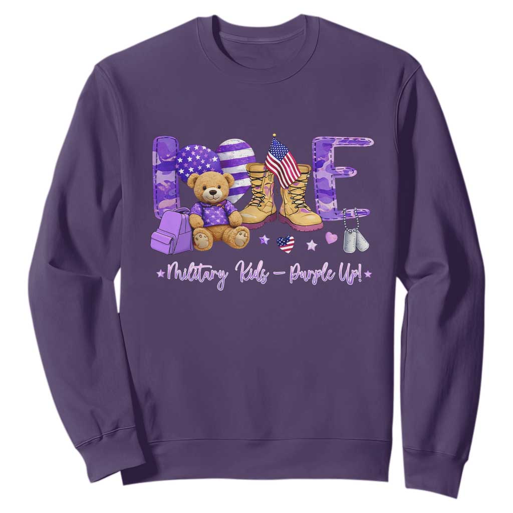 Purple Up Military Kids Sweatshirt Month Of Military Child Army TS10 Purple Print Your Wear