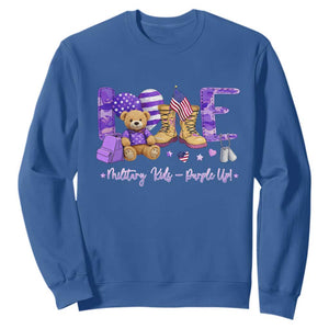 Purple Up Military Kids Sweatshirt Month Of Military Child Army TS10 Royal Blue Print Your Wear
